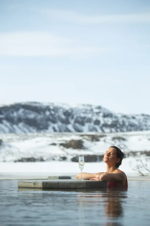 Woman enjoying the Vok Baths