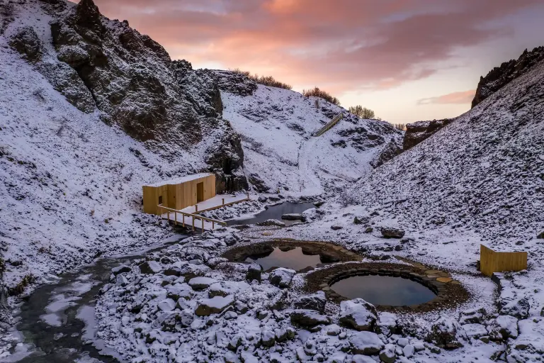 Husafell Canyon Baths in Winter