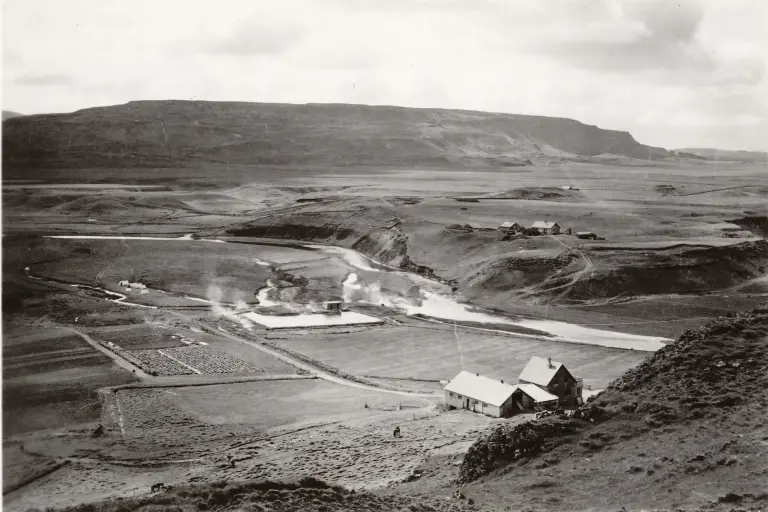 Old panoramic photo of Secret Lagoon