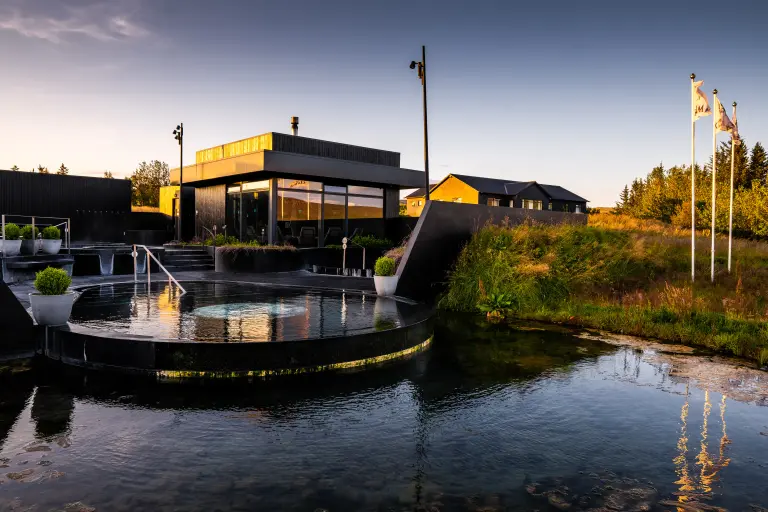 Krauma pools during the evening