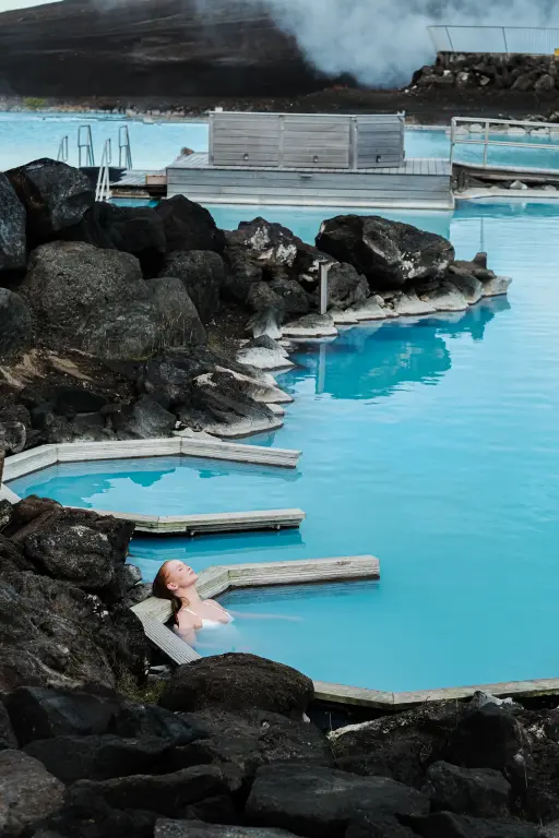 Myvatn Nature Baths - Blue pool amid volcanic rocks