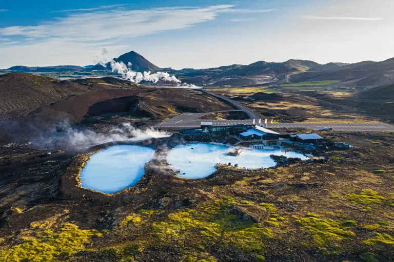 Myvatn Nature Baths from above, panoramic photo